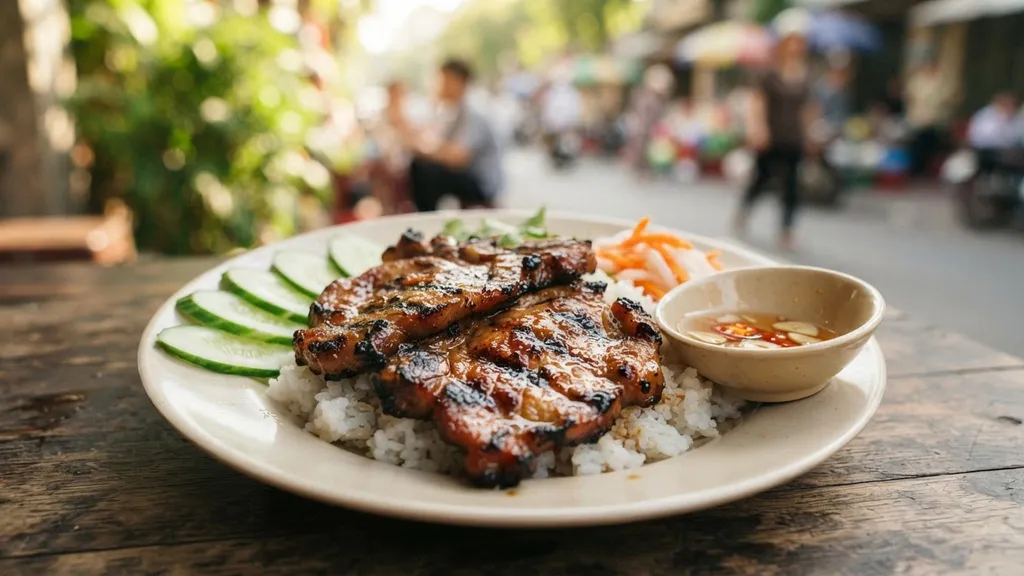 Broken rice with two pork chops