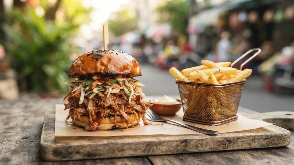Pulled Pork Burger with Fries