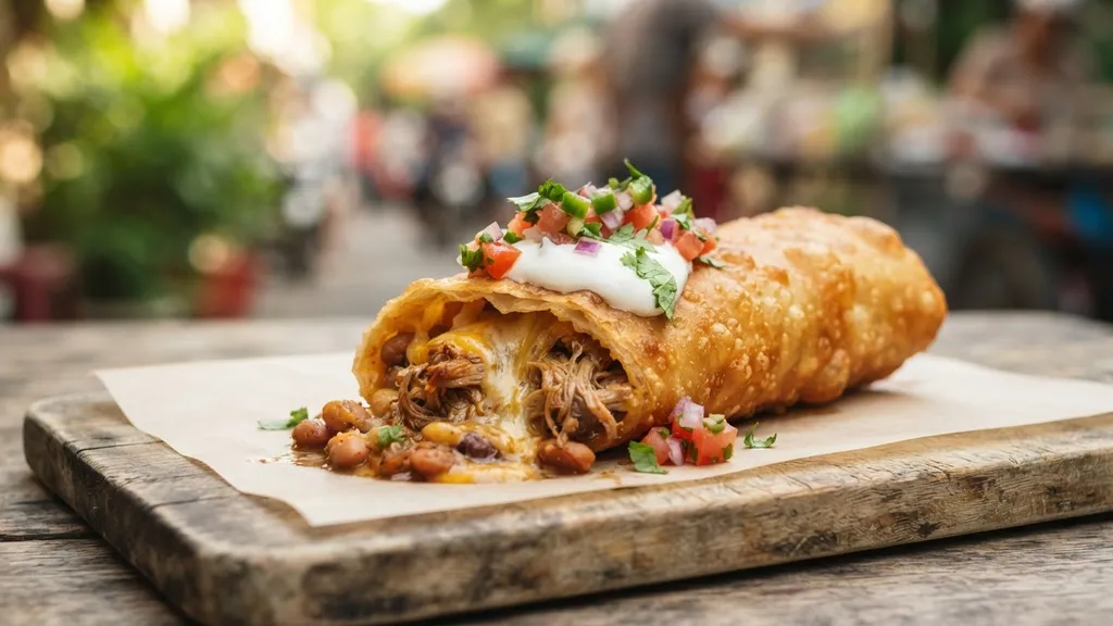 Slow Cooked Pork and Cheese Chimichanga