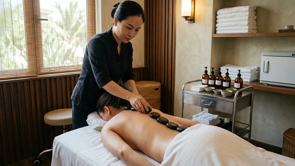 Hot stone body massage