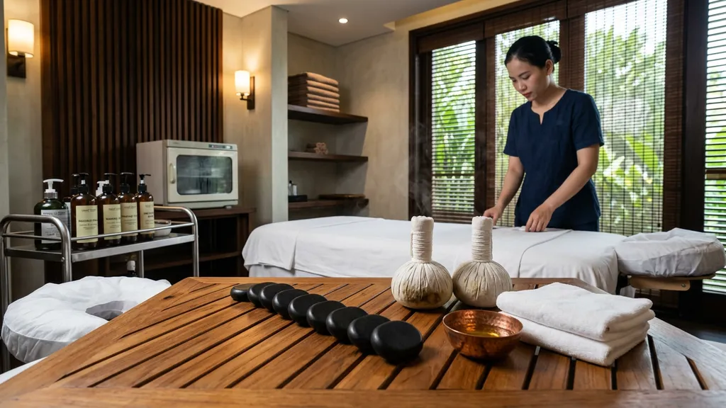 Hot stone package — foot + body + herbal salt compress