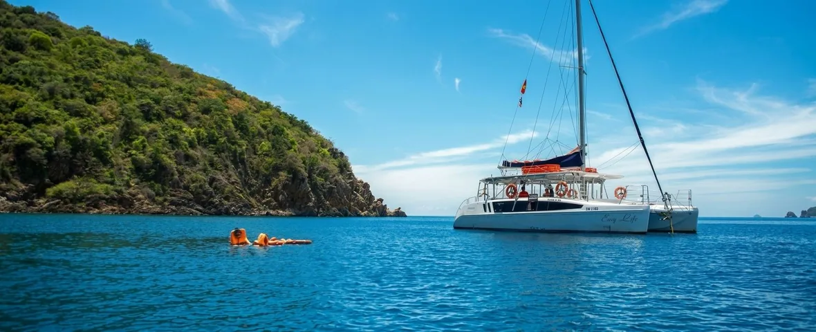 Catamaran under sail